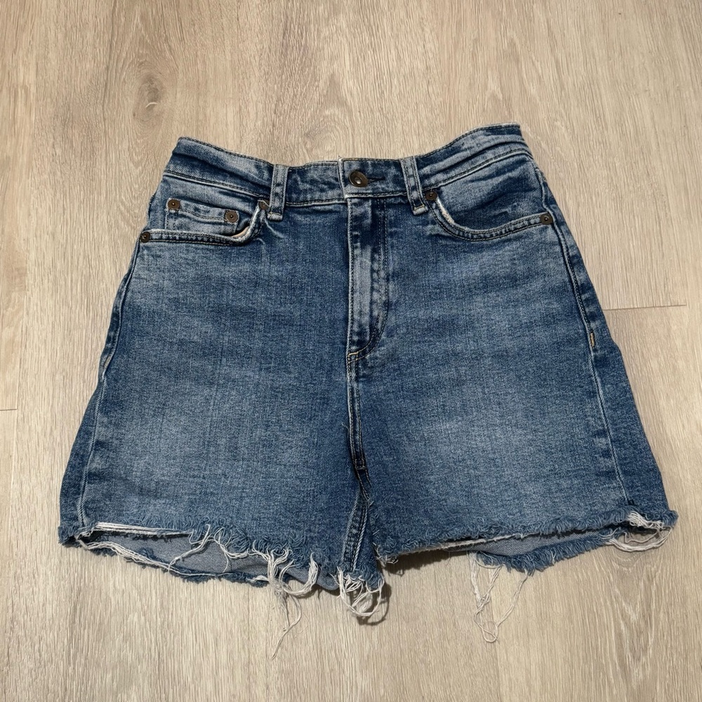 rag and bone dark blue wash denim jeans shorts
